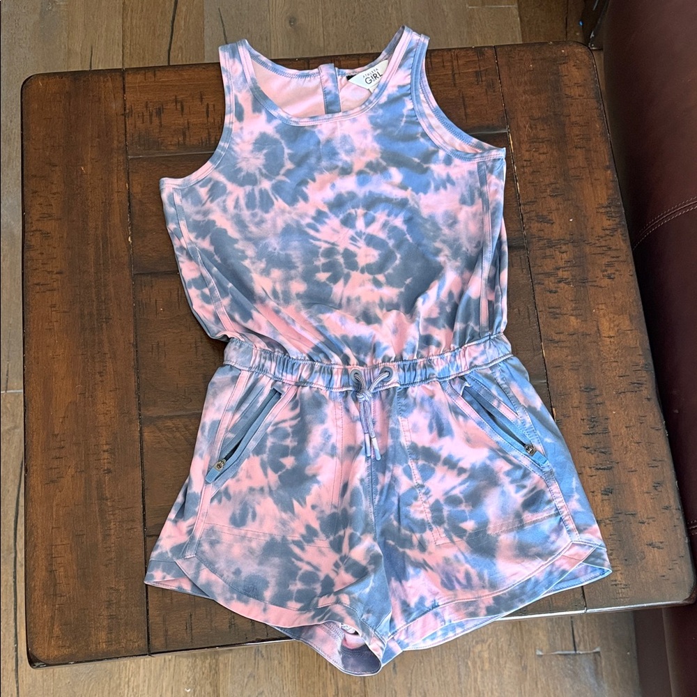 Athleta Girl Pink and Blue Tie-Dye Romper